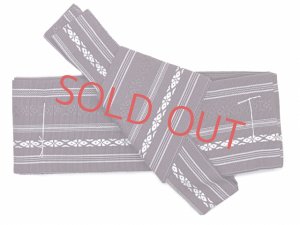 画像2: 角帯 ワンタッチで結べるメンズ作り帯 献上柄 男帯【灰紫系】 (2)