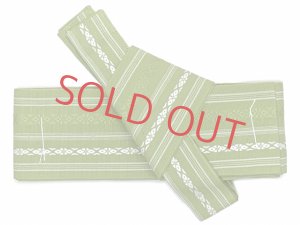 画像2: 角帯 ワンタッチで結べるメンズ作り帯 献上柄 男帯【ひわ色】 (2)