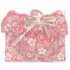 画像8: 七五三 結び帯 箱せこセット 金襴生地 ペアセット 7歳用(大寸)、5歳用(中寸) 合繊【赤、桜に雪輪・市松】 (8)