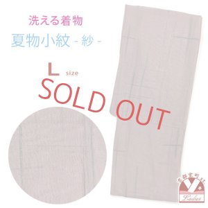画像1: 洗える着物 小紋 紗 夏着物 単品 レディース 仕立て上がり 着物 Lサイズ【くすみピンク、井】 (1)