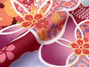 画像5: 七五三 着物 7歳 女の子用 四つ身の着物と結び帯 他 コーディネート フルセット【赤、古典桜】 (5)