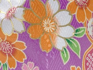 画像2: 七五三 女の子 和装用こども巾着【薄紫、花柄】 (2)