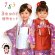 画像1: 七五三 着物 3歳 女の子 被布コート セット ポリエステル製 シンプル かわいい 人気柄【赤ｘ薄赤紫、古典柄】 (1)