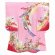 画像2: 七五三 7歳 女の子用 日本製 正絹 絵羽付け 金駒刺繍 四つ身の着物【薄ピンク、御所車と束ね熨斗】 (2)