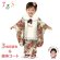 画像1: 七五三 着物 3歳 女の子用 被布コート＆着物５点セット レトロモダンスタイル合繊【生成り系、市松にマーガレット】 (1)