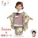 画像1: 七五三 着物 3歳 女の子用 被布コート＆着物５点セット レトロモダンスタイル合繊【ピンクｘ生成り系、アンティークローズ】 (1)