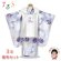 画像1: 七五三 着物 3歳 女の子用 被布コート＆着物５点セット レトロモダンスタイル合繊【白系ｘブルーグレー、菊】 (1)