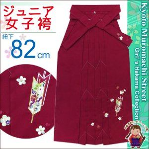 画像1: 卒業式 小学生向け ジュニアサイズの女の子用刺繍入り袴(140サイズ)【ローズ、矢絣と梅】 (1)