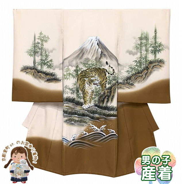 お宮参り 男の子 着物 正絹 日本製 素描風 赤ちゃんのお祝い着 初着 産 