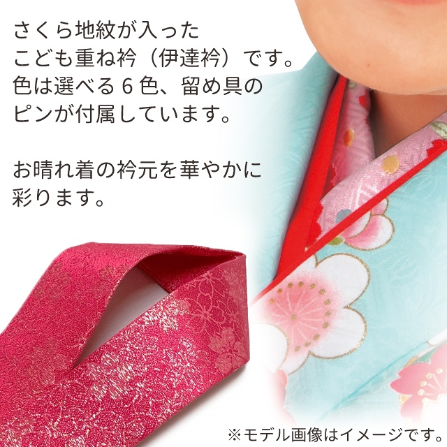 子供用 和装小物 重ね襟 伊達襟 正絹 桜地紋のこども伊達衿 7歳用