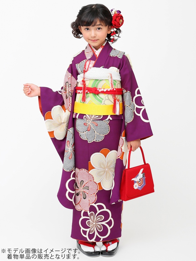 ラクマ out   七歳 レトロ紫蝶手鞠 れあり - 和服/着物