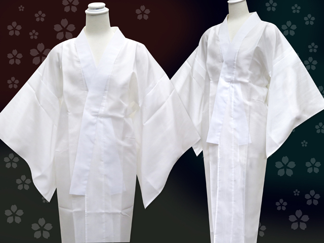 夏の着物に 小紋 訪問着用 絽の長襦袢 絽の衿付き M/Lサイズ【白】
