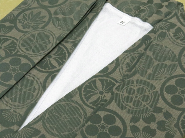 メンズ着物用インナー 粋な和柄の半衿付き半襦袢 半じゅばん 日本製 M