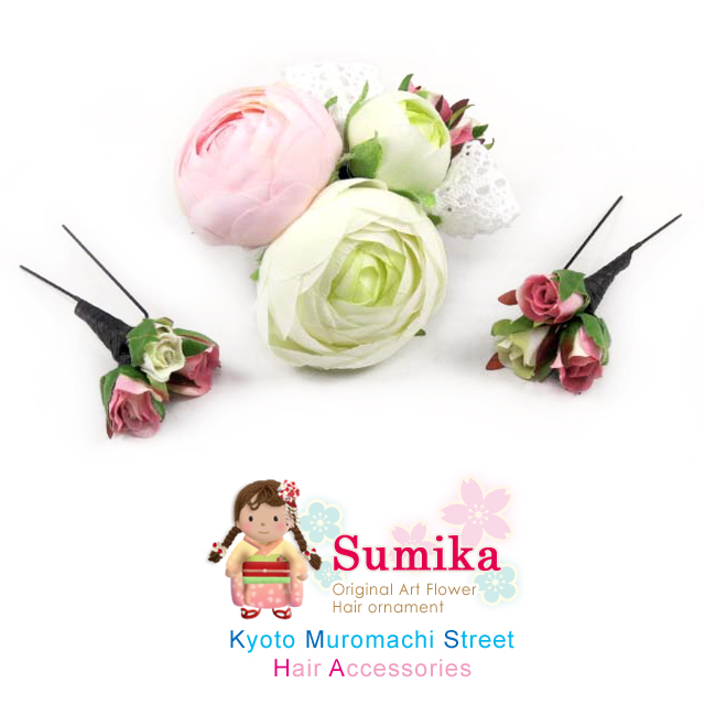 子供着物や浴衣、ドレスに “Sumika”女の子用手作りのアートフラワー髪