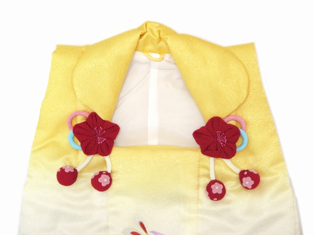 七五三 着物 3歳女の子 刺繍柄の被布コート－単品（合繊）【黄色＆紫 