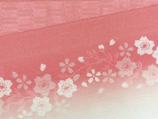 浴衣帯 レディース 博多織本袋帯 桜柄ぼかし小袋帯 日本製【ピンク系 桜】