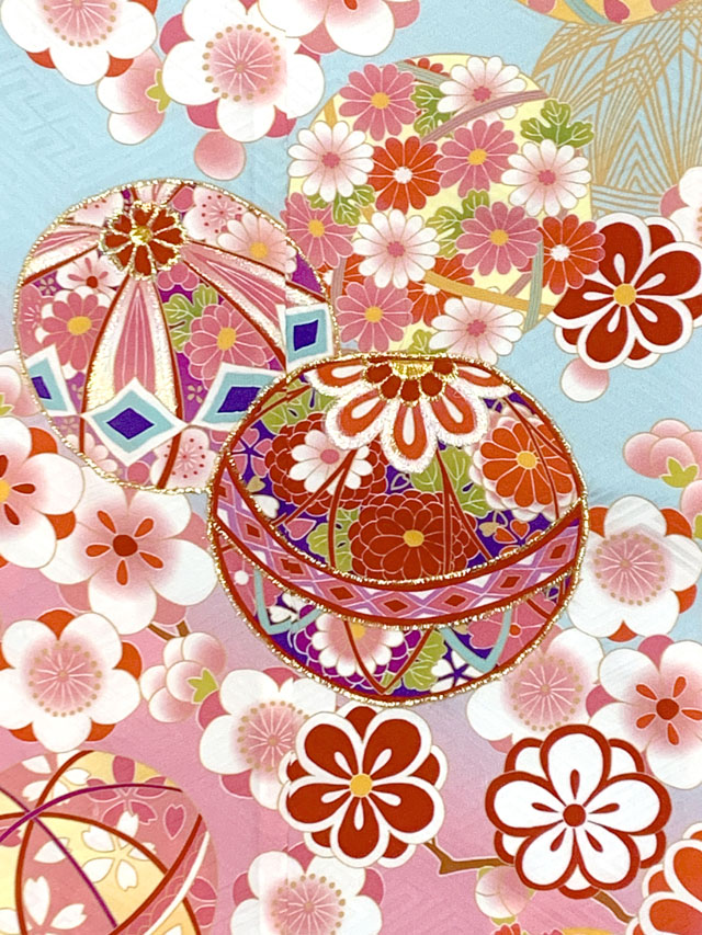 七五三 着物 7歳 絵羽柄の古典柄の四つ身の子供着物(合繊) 単品